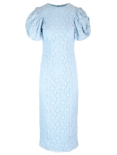 Rotate Birger Christensen Rotate Fitted Midi Lace Dress In Blue