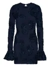 Rotate Birger Christensen Rotate Tulle Dress With All-over Rose Details In Blue