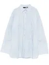 Rotate Birger Christensen Light Blue Cotton Shirt With Embossed Floral Pattern In Blue