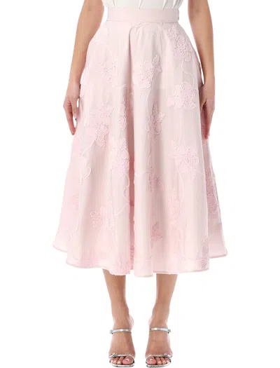 Rotate Birger Christensen Rotate Floral Maxi Skirt - Elegant Silhouette, Size 34 In Orchid Ice
