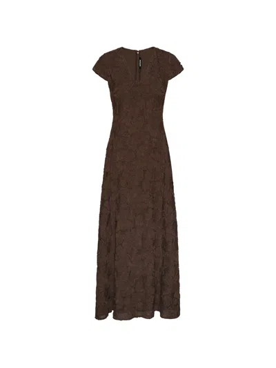 Rotate Birger Christensen Rotate Floral Mesh V-neck Mini Dress With Back Zip In Burgundy