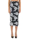 Rotate Birger Christensen Multicolor Skirt With All-over Floral Motif In Black