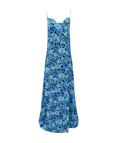 Rotate Birger Christensen Rotate Floral-printed Strapped Maxi Dress In Blue