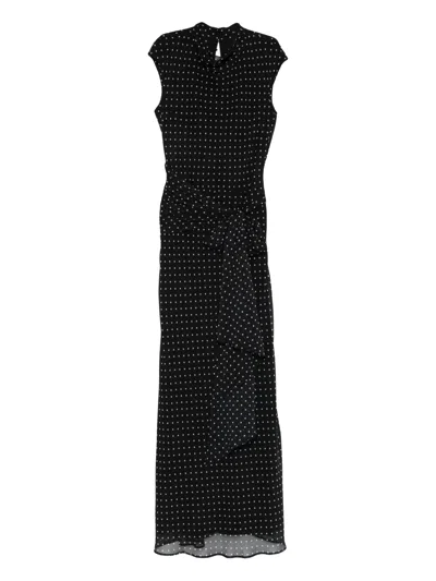 Rotate Birger Christensen Rotate Floral-dot High Neck Sleeveless Mini Dress Size 34 In Black