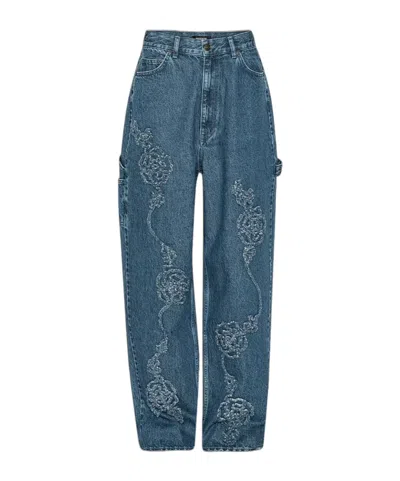 Rotate Birger Christensen Rotate Flower Denim Jeans In Blue