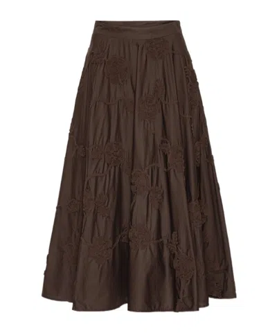 Rotate Birger Christensen Rotate Flower Maxi Skirt In Brown
