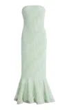 Rotate Birger Christensen Rotate Flower Mesh Flounce Dress In Green