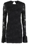 Rotate Birger Christensen Rotate Flower Mesh Mini Dress In Black