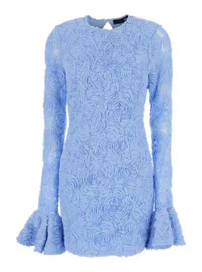 Rotate Birger Christensen Light Blue Ruffled Mesh Mini Dress