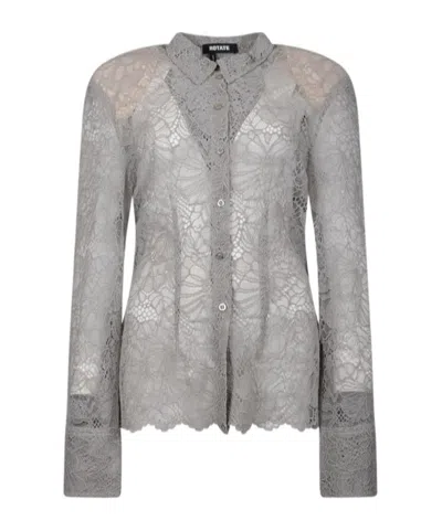 Rotate Birger Christensen Rotate Flower Mesh Shirt In Gray