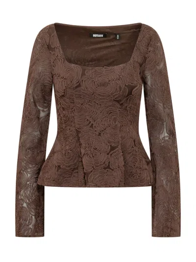Rotate Birger Christensen Rotate Flower Mesh Top In Brown