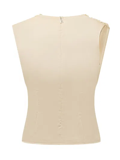 Rotate Birger Christensen Rotate Flowy Draped Top With Oversized Neck In Italian Straw