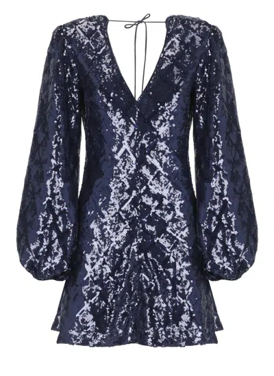 Rotate Birger Christensen Rotate Flowy Mini Dress In Blue