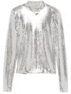Rotate Birger Christensen High-collar Sequinned Top In Silver