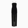 Rotate Birger Christensen Sequin-embellished Fringed Ruched Dress In Black