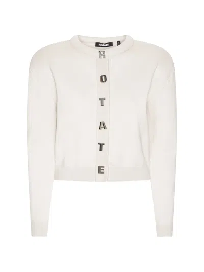 Rotate Birger Christensen Rotate Front Button Round-neck Cardigan Size 34 In White