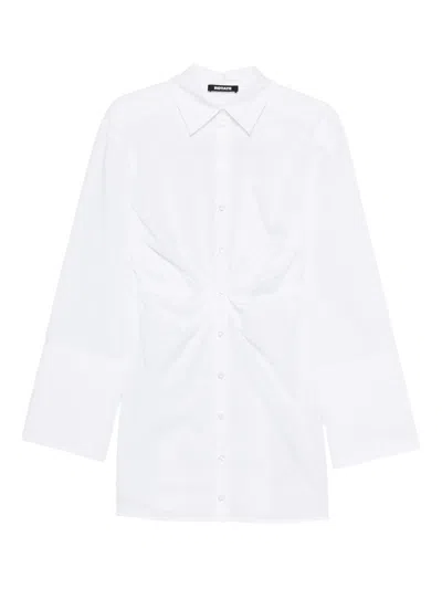 Rotate Birger Christensen Rotate Gathered Detail Button-up Shirt Dress For Women In White