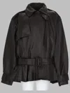 Rotate Birger Christensen Giacca Biker In Pelle Di Agnello Marrone Scuro Con Cintura Rotate In Brown