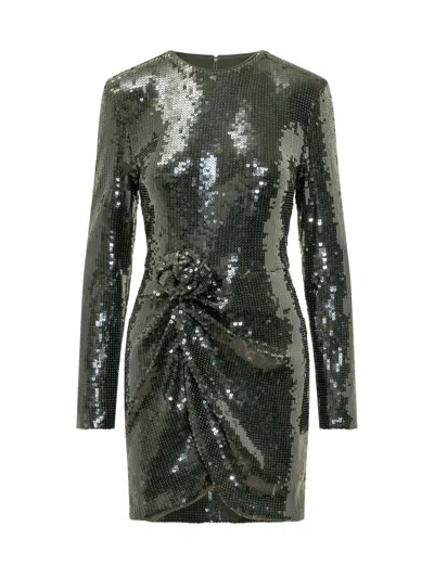 Rotate Birger Christensen Rotate Glamorous Sequined Long Sleeve Mini Dress In Black