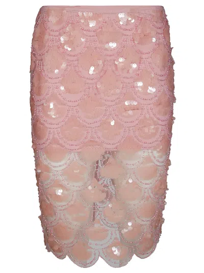 Rotate Birger Christensen Sequin Pencil Skirt In Pink