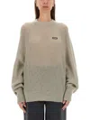 Rotate Birger Christensen Rotate Gradient Knit Sweater With Logo Patch In Grey