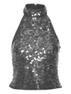Rotate Birger Christensen Rotate Halter Neck Top With Sequin Embellishments In Gray