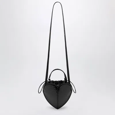 Rotate Birger Christensen Rotate Heart Bag Croco Croc-effect Patent Leather Bag In Black