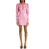 Rotate Birger Christensen Heart Print Satin Sheath Dress In Sachet Pink Comb.