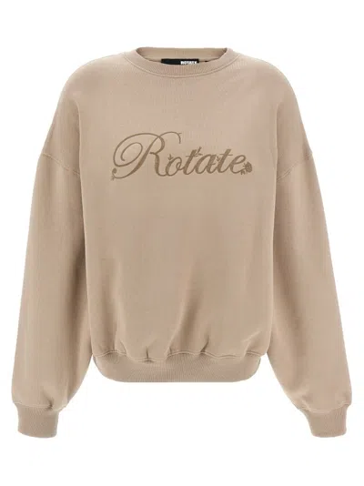 Rotate Birger Christensen 'ribbed Crewneck Sweatshirt Long Sleeves' In Beige
