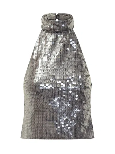 Rotate Birger Christensen Rotate High Neck Top In Gray