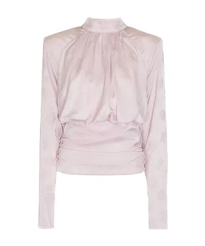 Rotate Birger Christensen Rotate High-neck Ruched Top In Purple