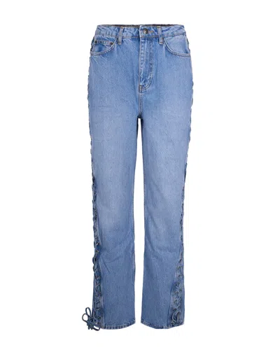 Rotate Birger Christensen Rotate Hydrangea Print Organic Cotton Jeans In Blue