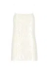 Rotate Birger Christensen Rotate Ivory Paillette-embellished Dress With Straight Neckline In Neutral