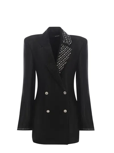 Rotate Birger Christensen Jacket Dress Rotate Strass Made Of Viscose In Black