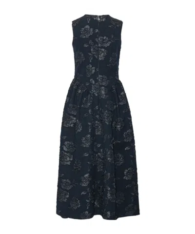 Rotate Birger Christensen Floral-jacquard Midi Dress In Black
