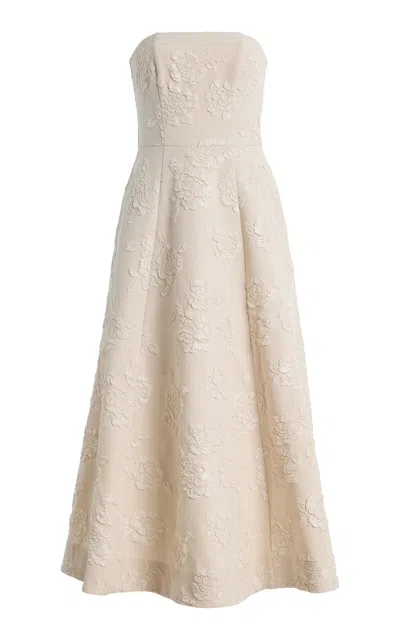 Rotate Birger Christensen Rotate Jacquard Strapless Dress In Neutral