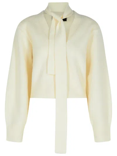 Rotate Birger Christensen Rotate 'karolyn' Ivory Alpaca Blend Sweater In White