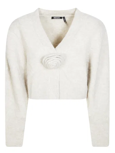 Rotate Birger Christensen Rotate Knit Flower Cardigan In Beige