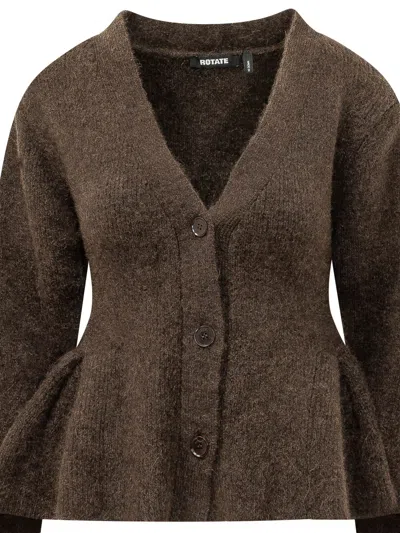 Rotate Birger Christensen Rotate Knit Peplum Cardigan In Mole'