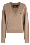Rotate Birger Christensen Rotate Knit V-neck Sweater In Brown