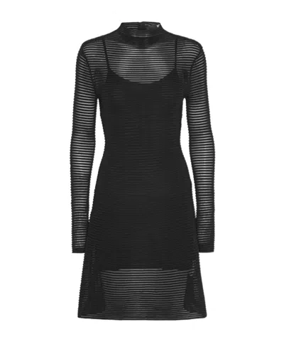 Rotate Birger Christensen Rotate Knitted Flared Mini Dress In Black