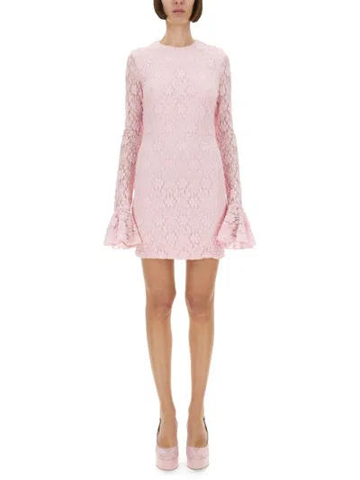 Rotate Birger Christensen Rotate Lace Dress With Balloon Sleeves In Pink