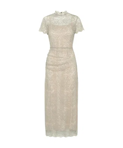 Rotate Birger Christensen Rotate Laced Long Midi Dress In Brown