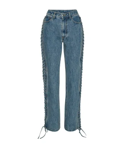 Rotate Birger Christensen Rotate Laced Straight-leg Jeans In Blue