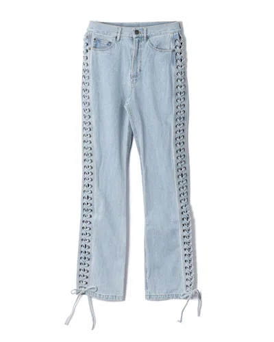 Rotate Birger Christensen Rotate Lace-up Straight-leg Jeans In Blue
