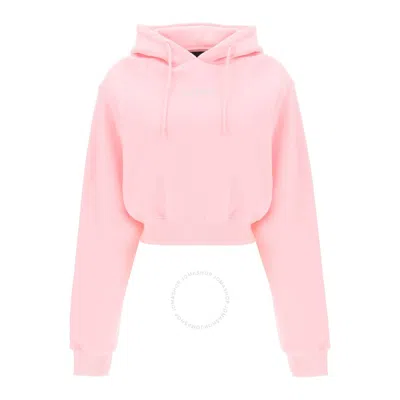 ROTATE BIRGER CHRISTENSEN ROTATE LADIES ALMOND BLOSSOM RHINESTONE-STUDDED LOGO CROPPED HOODIE