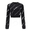 Rotate Birger Christensen Rotate Sequined Logo Cropped Sweater In Black