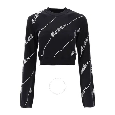 ROTATE BIRGER CHRISTENSEN ROTATE LADIES BLACK LOGO-EMBELLISHED CROPPED JUMPER