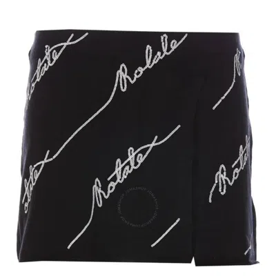 ROTATE BIRGER CHRISTENSEN ROTATE LADIES BLACK SEQUIN LOGO MINI SKIRT