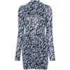 Rotate Birger Christensen Rotate Ladies Blue Floral-print Ruched Minidress In Blue